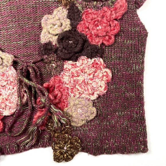Gorgeous Floral Crochet Knit Cardigan Sweater Vest Boho Feminine Large - Picture 4 of 13